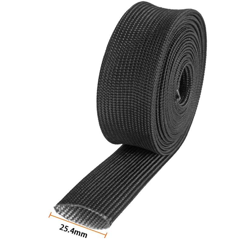 LEDAUT Fiberglass Heat Wrap Wire Shield Sleeve- 1" IDX 10' Adjustable Black Exhaust Heat Shield Spark Plug Wire For Car&Auto Wire Loom Brake Line Cable - Image 2
